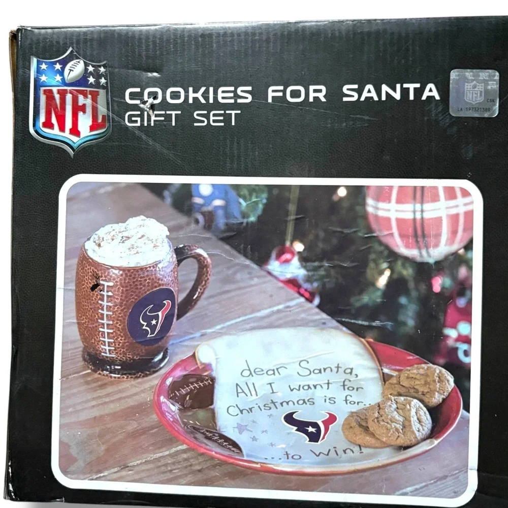 NFL Houston Texans Cookies for Santa gift‎ set mug plate with letter 2 Santa